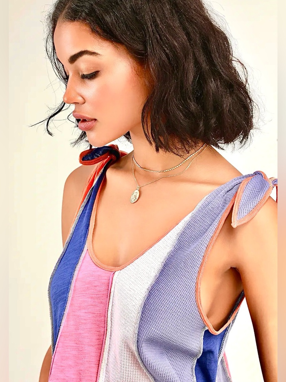 🌺🎉HP🎉🌺 NWT Free People Carousel Stripe Tie Shoulder Top - Picture 6 of 16